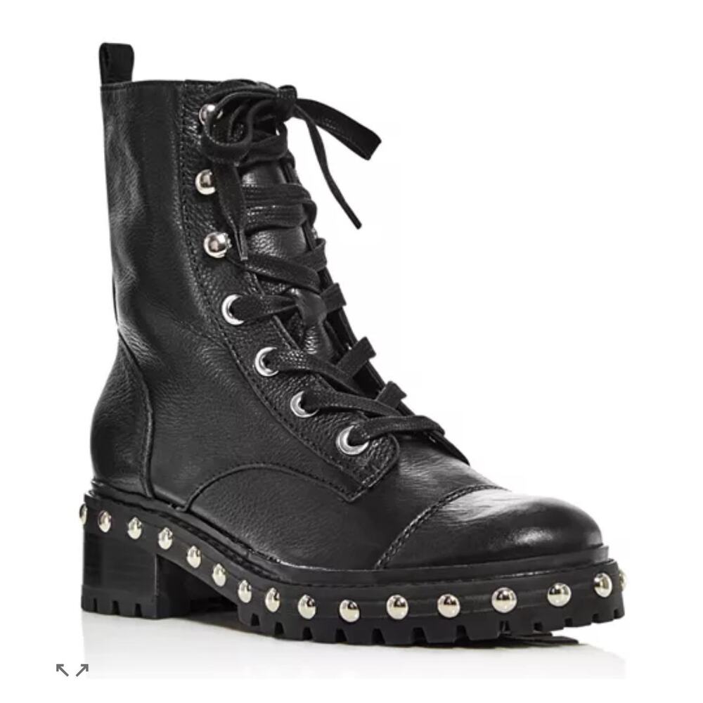 Shultz Andrea leather studded combat boots gothic punk emo steampunk black 7